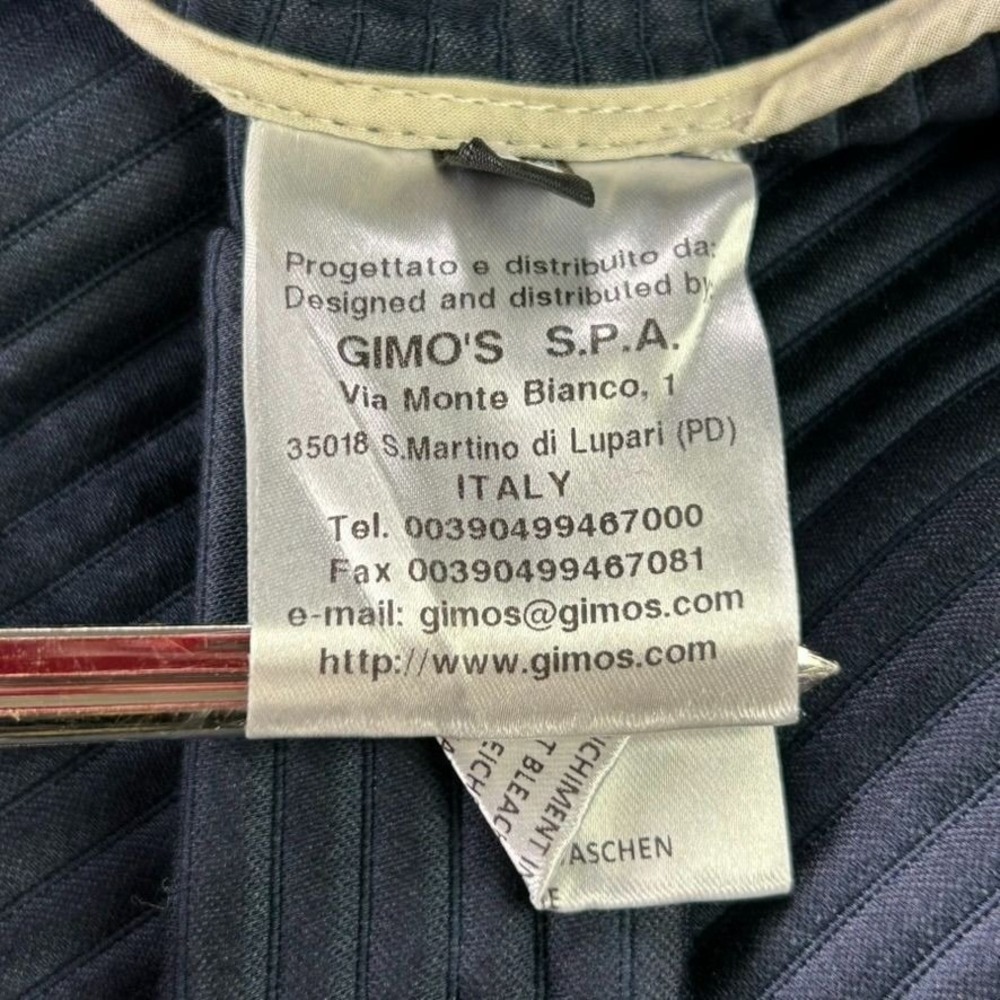 Gimos Melania Stretch Ribbed Jacket Womens 50 Navy Blue Long Coat Italy Made - Picture 9 of 16